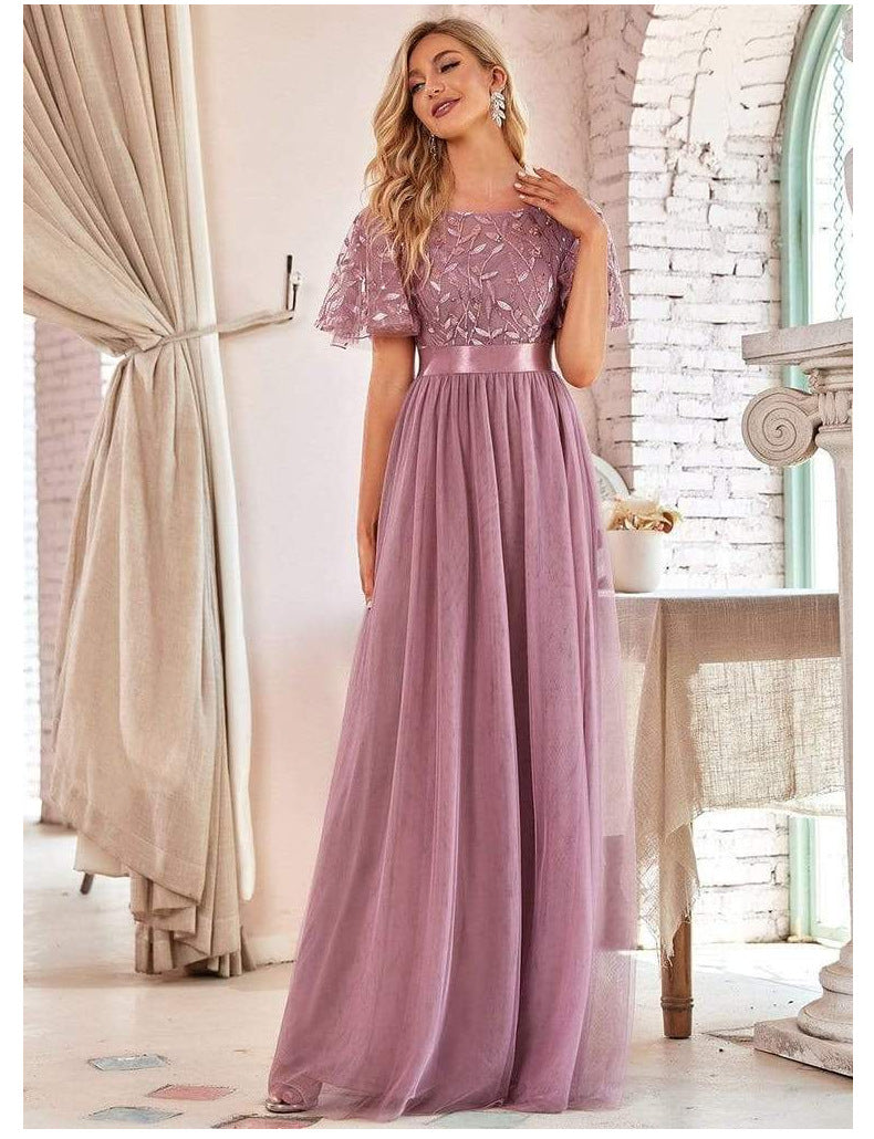 W&M Light Up Beauty Desert Rose Sequin Floor-Length Elegant Maxi Party Dress Will&Mariana W&M Light Up Beauty Desert Rose Sequin Floor-Length Elegant Maxi Party Dress Will&Mariana