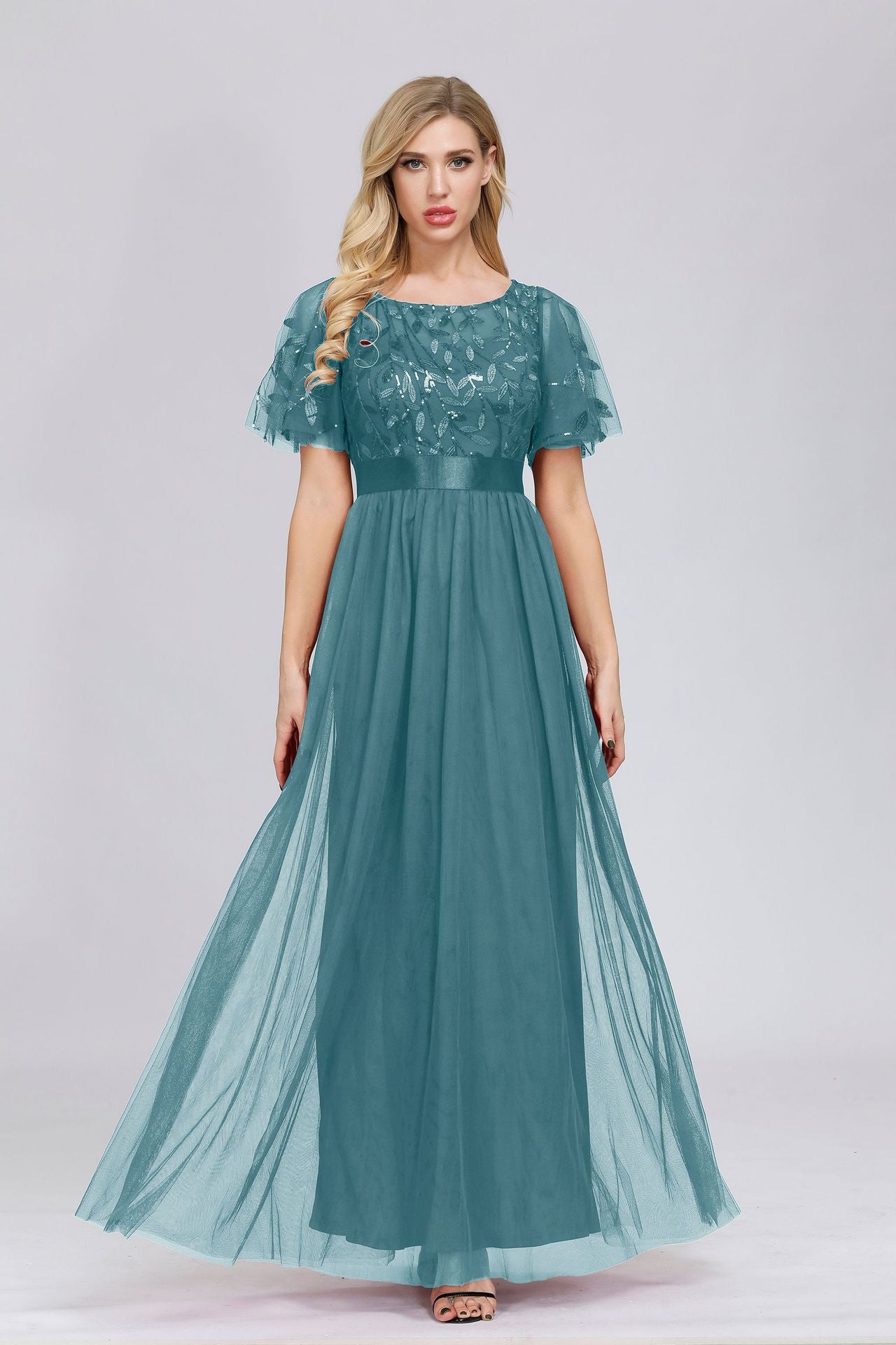 W&M Light Up Beauty Lake Blue Sequin Floor-Length Elegant Maxi Party Dress Will&Mariana W&M Light Up Beauty Lake Blue Sequin Floor-Length Elegant Maxi Party Dress Will&Mariana