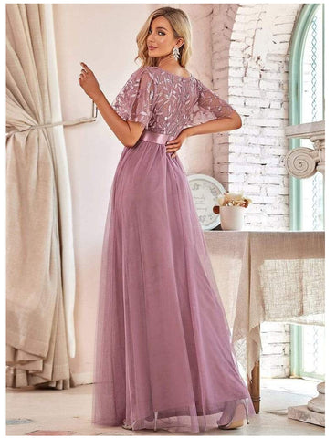 W&M Light Up Beauty Desert Rose Sequin Floor-Length Elegant Maxi Party Dress