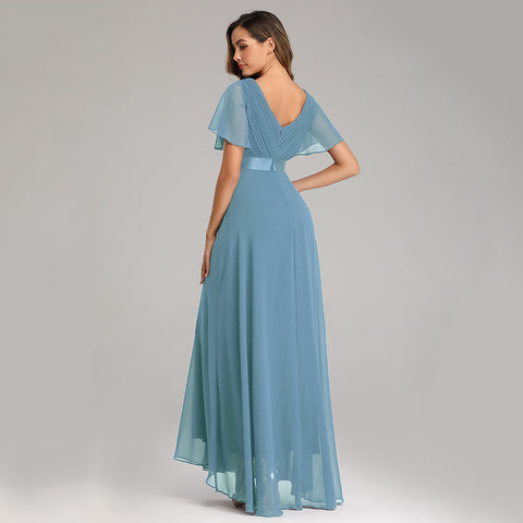 W&M Love of Romance Lake Blue Flutter Sleeve A-line Elegant Maxi Party Dress