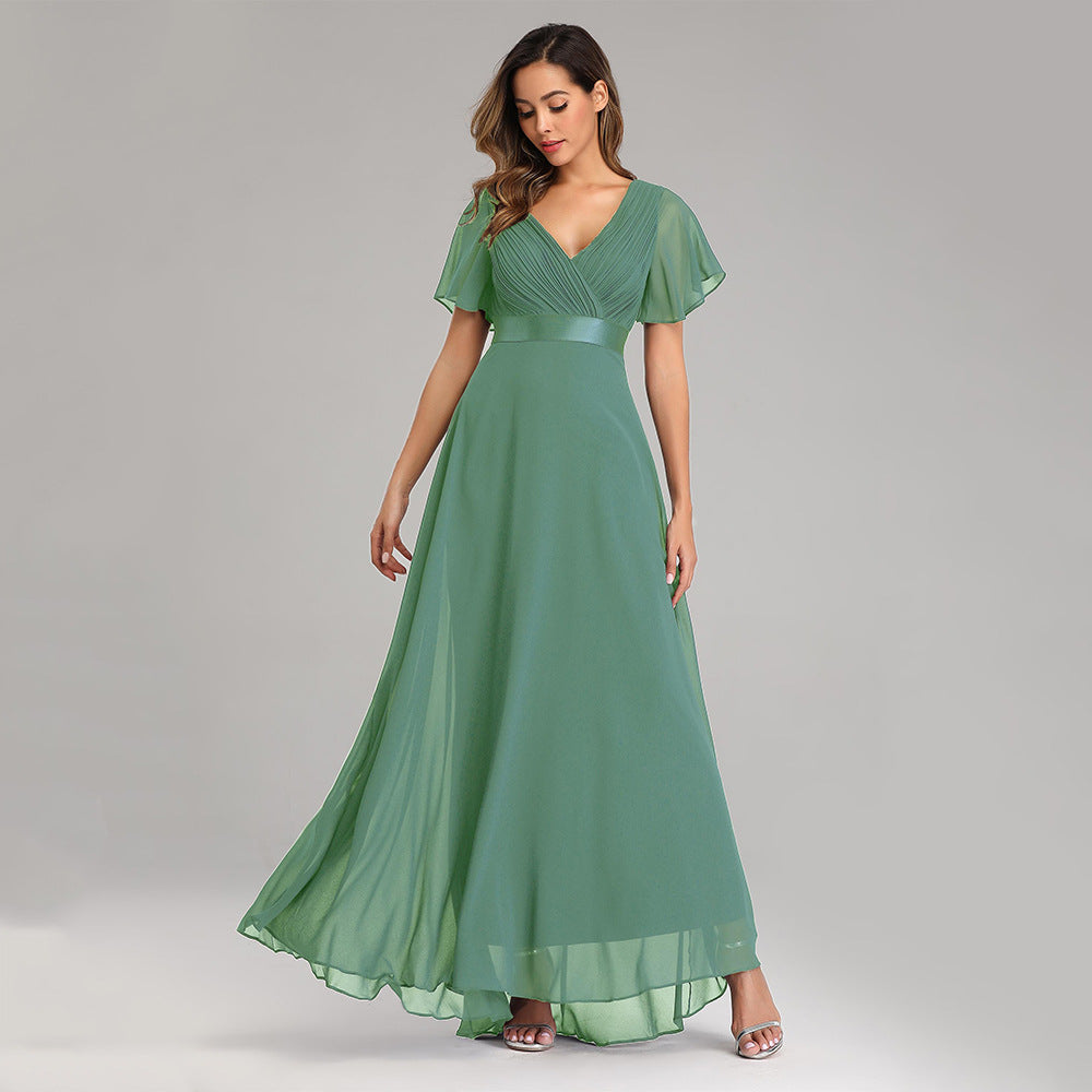 W&M Love of Romance Agave Green Flutter Sleeve A-line Elegant Maxi Party Dress