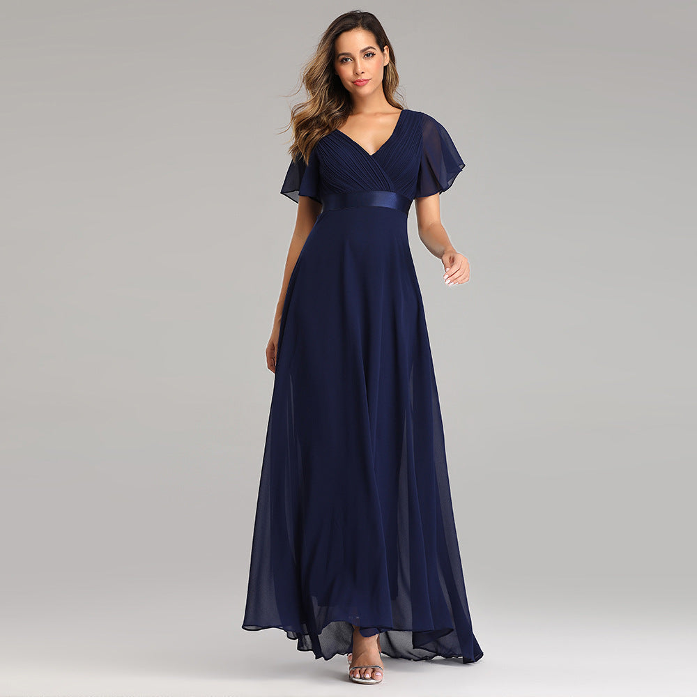 W&M Love of Romance Ink Blue Flutter Sleeve A-line Elegant Maxi Party Dress Will&Mariana W&M Love of Romance Ink Blue Flutter Sleeve A-line Elegant Maxi Party Dress Will&Mariana