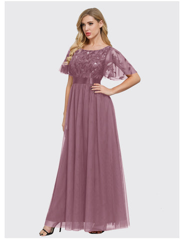 W&M Light Up Beauty Desert Rose Sequin Floor-Length Elegant Maxi Party Dress