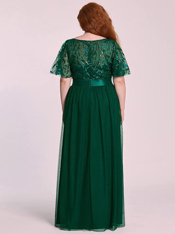 W&M Light Up Beauty Emerald Green Sequin Floor-length Elegant Maxi Party Dress