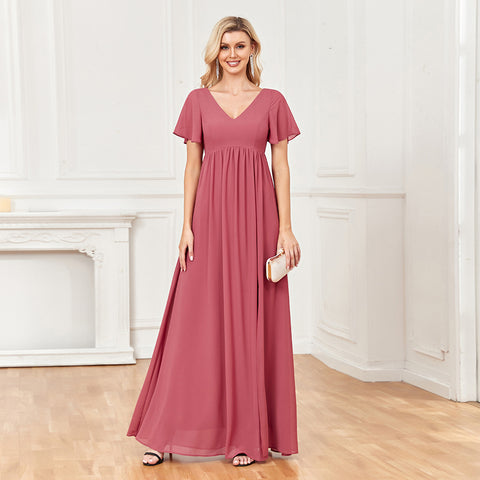 W&M My Luna A-line Chiffon Floor-Length Watermelon Maxi Party Dress