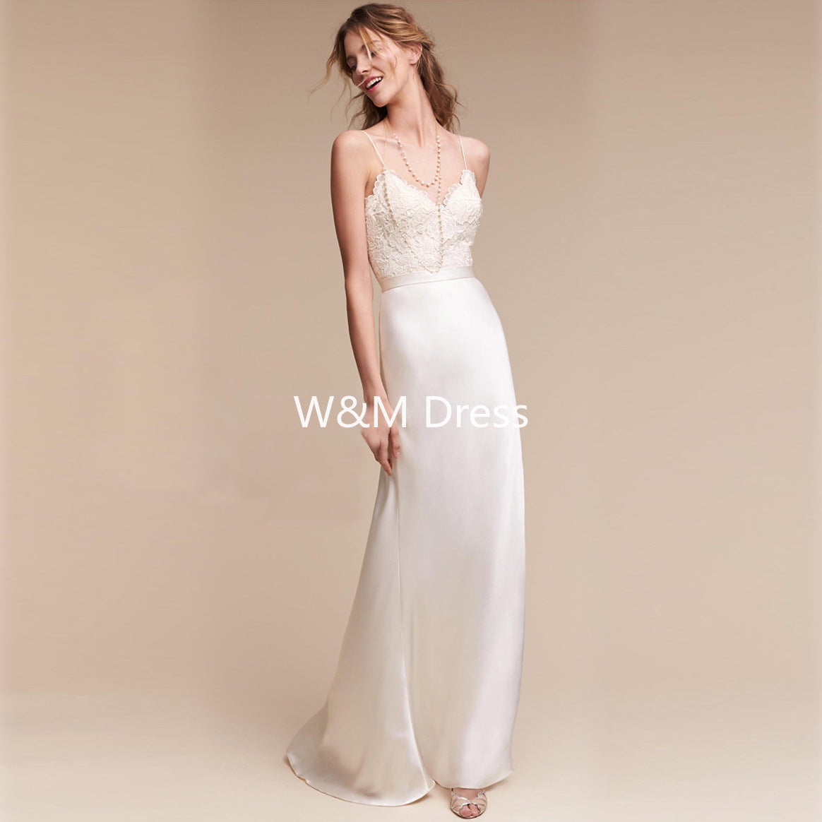 W&M Ava Modern White Elegant Long Wedding Dress