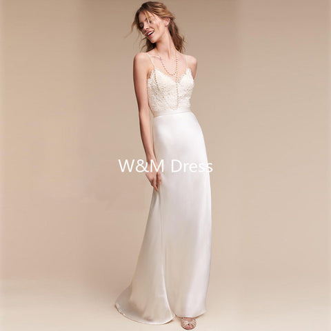 W&M Ava Modern White Elegant Long Wedding Dress