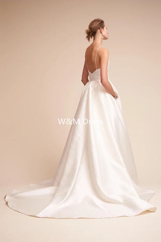 W&M Elena Modern Elegant White Long Wedding Dress