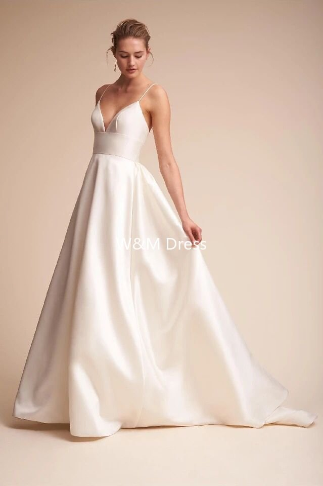 W&M Elena Modern Elegant White Long Wedding Dress