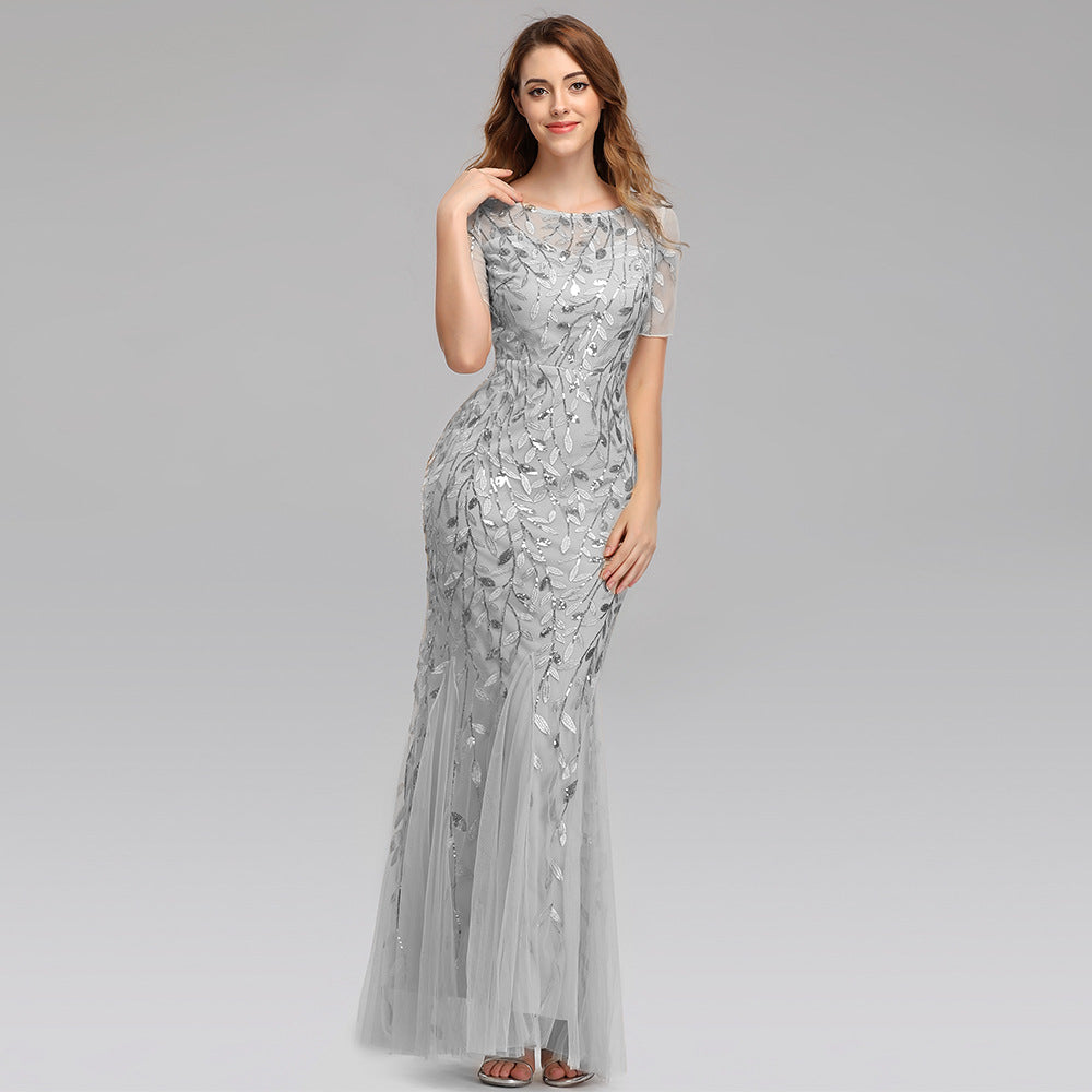 W&M True Blossom A-line Floor-length Grey Maxi Party Dress